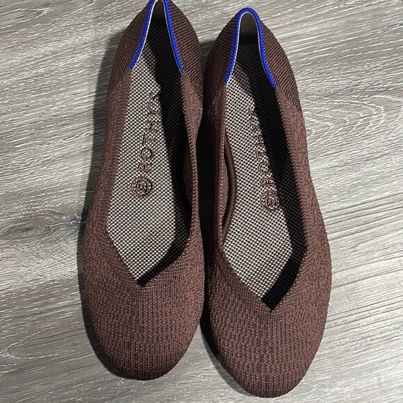 Rothys round truffle python size 8 brown flat shoes - Picture 11 of 16